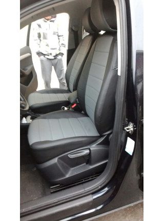 Модельные авточехлы для Audi Q-3 (2011-н.в.) из экокожи Premium, черный+серый