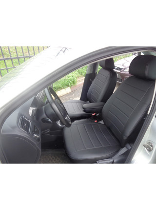 Модельные авточехлы для Volkswagen Polo (2009-н.в.) из экокожи Premium, черный