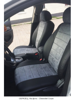 Модельные авточехлы для Toyota Matrix из экокожи Premium и алькантары, черный+серый