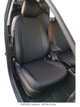 Модельные авточехлы для Peugeot 4008 (2012-н.в.) из экокожи Premium 3D ромб, черный