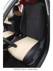 Модельные авточехлы для Mitsubishi Pajero Sport II (2008-2015) из экокожи Premium 3D ромб, черный+бежевый Модельные авточехлы для Mitsubishi Pajero Sport II (2008-2015) из экокожи Premium 3D ромб, черный+бежевый