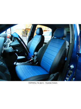 Модельные авточехлы для Peugeot 4008 (2012-н.в.) из экокожи Premium, черный+синий