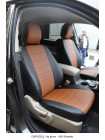 Модельные авточехлы для Mitsubishi Pajero III-IV из экокожи Premium, черный+коричневый Модельные авточехлы для Mitsubishi Pajero III-IV из экокожи Premium, черный+коричневый