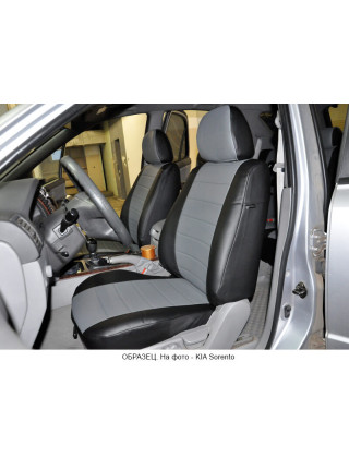 Модельные авточехлы для Peugeot 4008 (2012-н.в.) из экокожи Premium, черный+серый