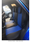Модельные авточехлы для Audi Q-3 (2011-н.в.) из экокожи Premium 3D ромб, черный+синий Модельные авточехлы для Audi Q-3 (2011-н.в.) из экокожи Premium 3D ромб, черный+синий