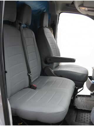 Модельные авточехлы для Peugeot Boxer (2006-н.в.) 3 места из экокожи Premium, серый