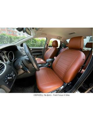 Модельные авточехлы для Mitsubishi L200 (2015-н.в.) из экокожи Premium, коричневый