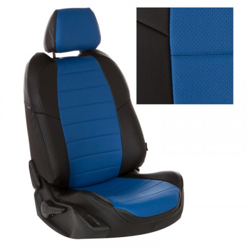 Модельные авточехлы для Peugeot Partner Original (1996-2012) 5 мест из экокожи Premium, черный+синий