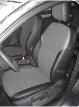 Модельные авточехлы для Skoda Octavia A7 (2013-н.в.) из экокожи Premium, черный+серый