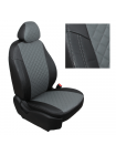 Модельные авточехлы для Audi Q-3 (2011-н.в.) из экокожи Premium 3D ромб, черный+серый Модельные авточехлы для Audi Q-3 (2011-н.в.) из экокожи Premium 3D ромб, черный+серый