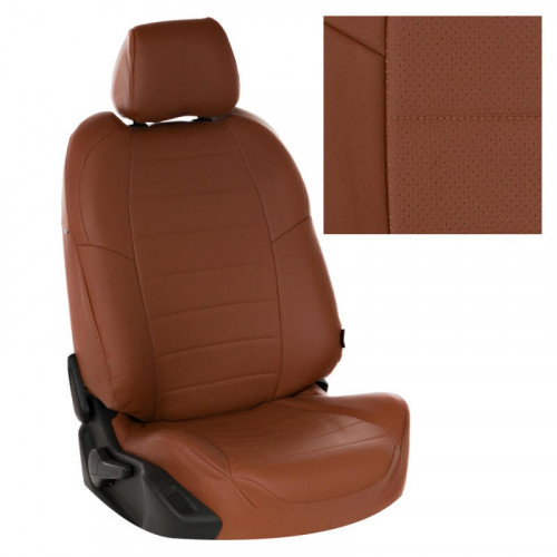 Модельные авточехлы для Peugeot Boxer (2006-н.в.) 3 места из экокожи Premium, коричневый