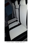Модельные авточехлы для Mitsubishi Pajero III-IV из экокожи Premium 3D ромб, черный+белый