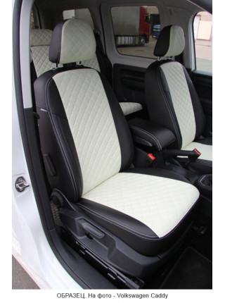 Модельные авточехлы для Peugeot 4008 (2012-н.в.) из экокожи Premium 3D ромб, черный+белый