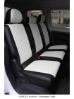Модельные авточехлы для Mitsubishi Pajero III-IV из экокожи Premium 3D ромб, черный+белый