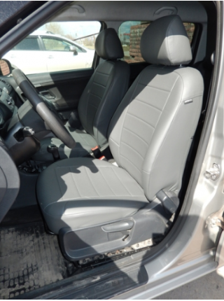Модельные авточехлы для Skoda Fabia II (2007-н.в.) из экокожи Premium, серый