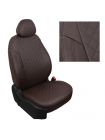 Модельные авточехлы для Volkswagen Polo (2009-н.в.) из экокожи Premium 3D ромб, шоколад